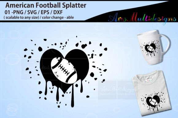 American Football Splatter Graphics for Crafts Sellers