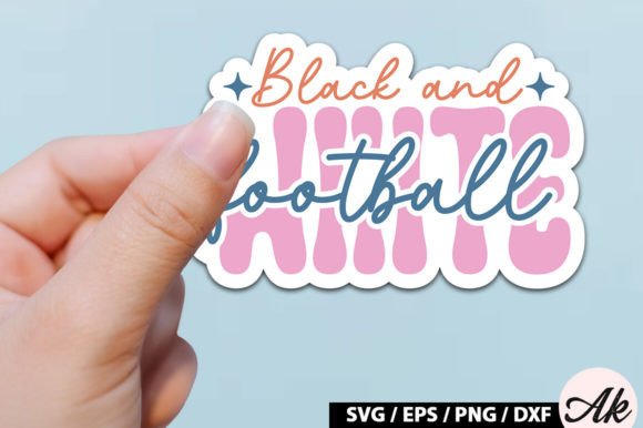 Black and White Football Retro Stickers: Graphics for Crafts