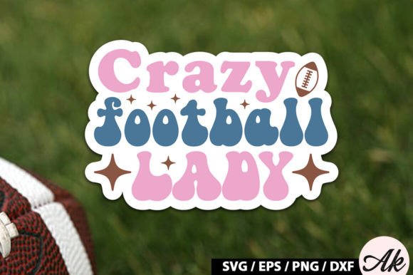 Crazy Football Lady Retro Stickers: Graphics for Crafts & Content
