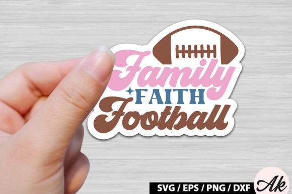 Family Faith Football Retro Stickers: Graphics for Crafts & Brand Storytelling