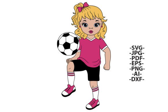 Football Girl Clipart: Curly Hair Graphics for Crafts