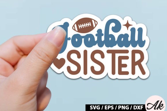 Football Sister Retro Stickers: Graphics for Crafts & Branding