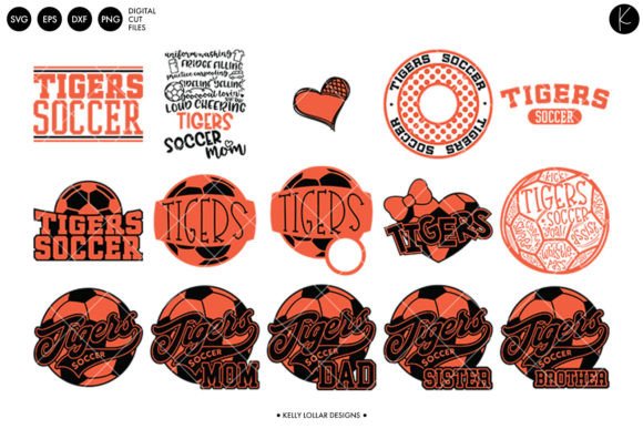 Tigers Soccer Football Bundle: Graphics for Crafts